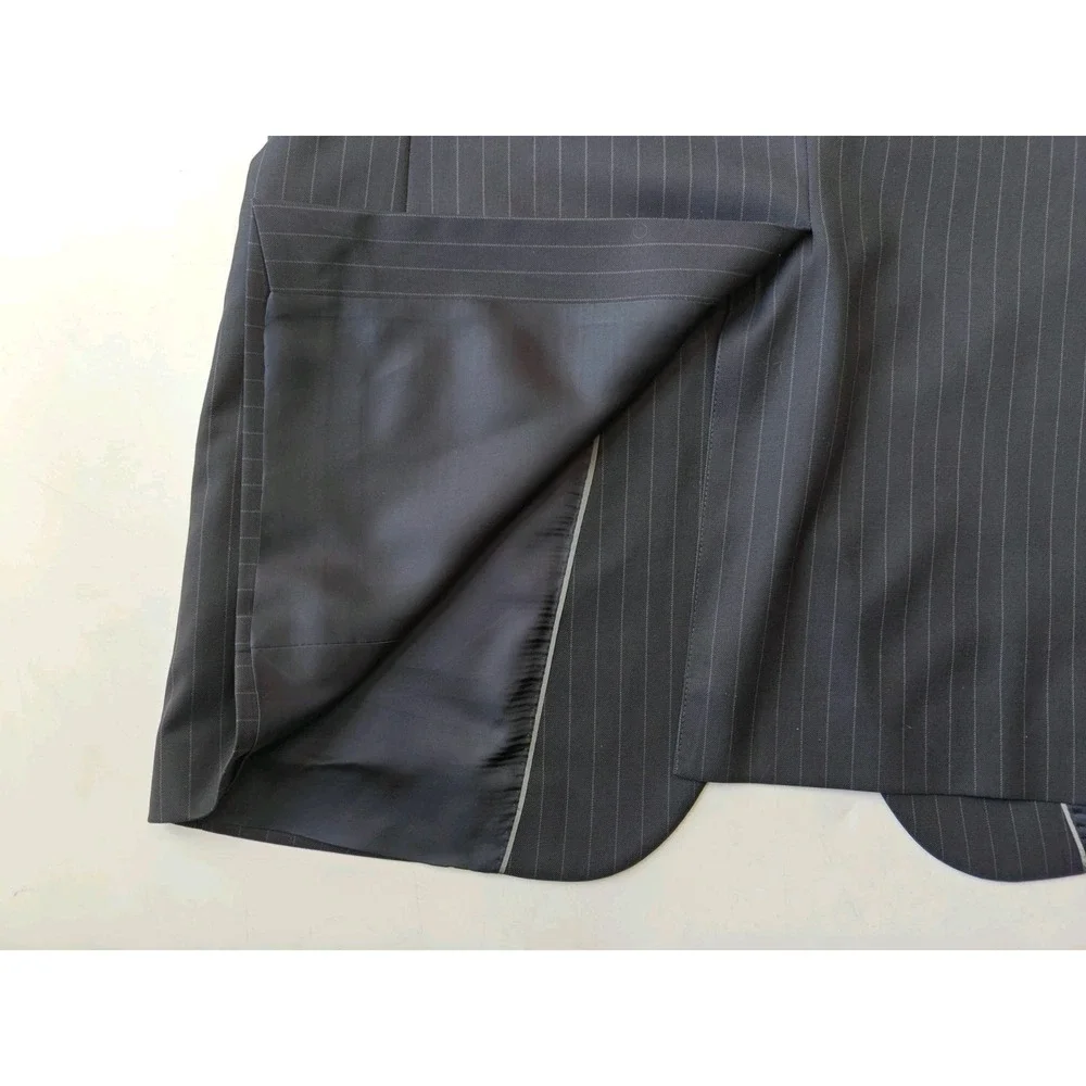 Brooks Brothers Mens Wool Sports Coat 40L Midnight Blue Pinstripe 2 Button T605